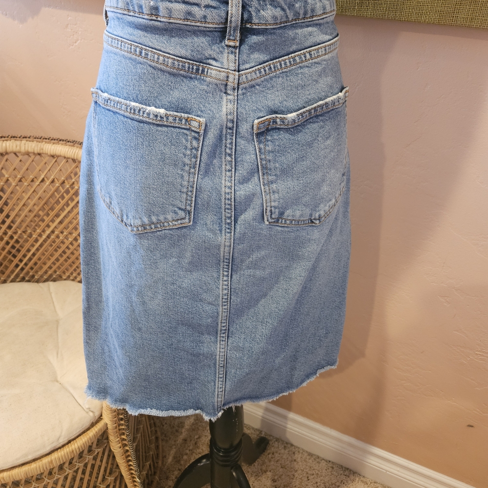 Anthropologie "Pilcro And The Letterpress" Blue Distressed Denim Mini Skirt - Picture 6 of 10